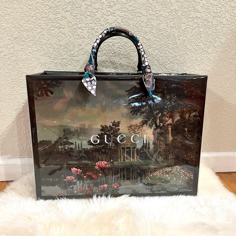 Gucci Tote Large Limited Edition Shopping Bag Tote with PVC/TPU Cover